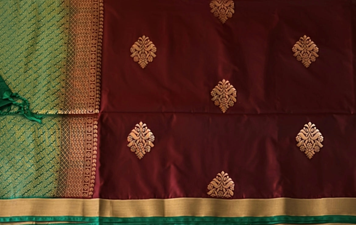 Traditional Semi Silk Saree with Contrast Border & Pallu