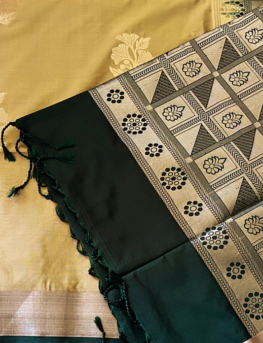 Traditional Semi Silk Saree with Contrast Border & Pallu