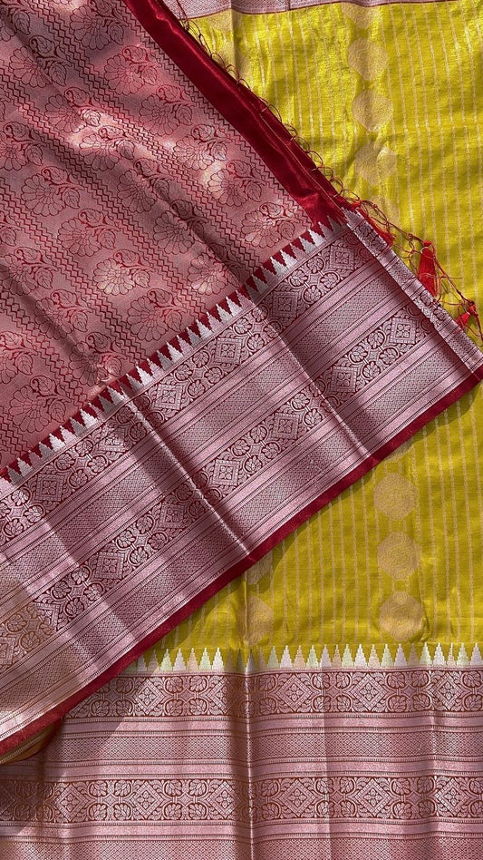 Traditional Semi Silk Saree with Contrast Border & Pallu
