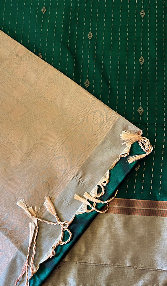 Traditional Semi Silk Saree with Contrast Border & Pallu