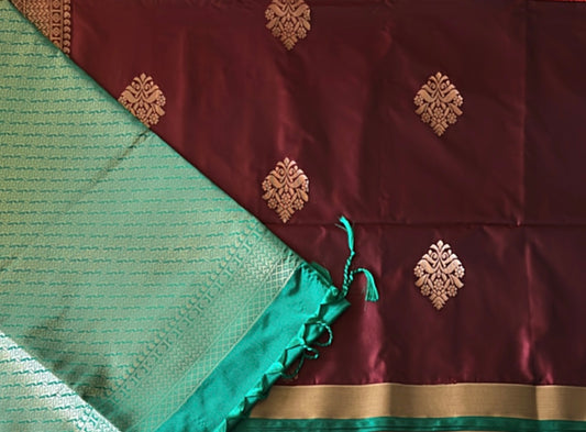 Traditional Semi Silk Saree with Contrast Border & Pallu