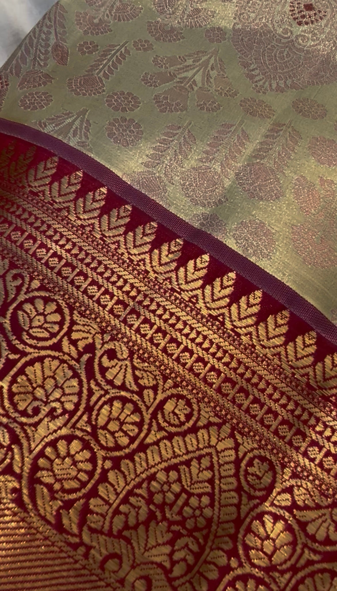 Maa Poo (Antique Gold-Yellow) with Maroon Border