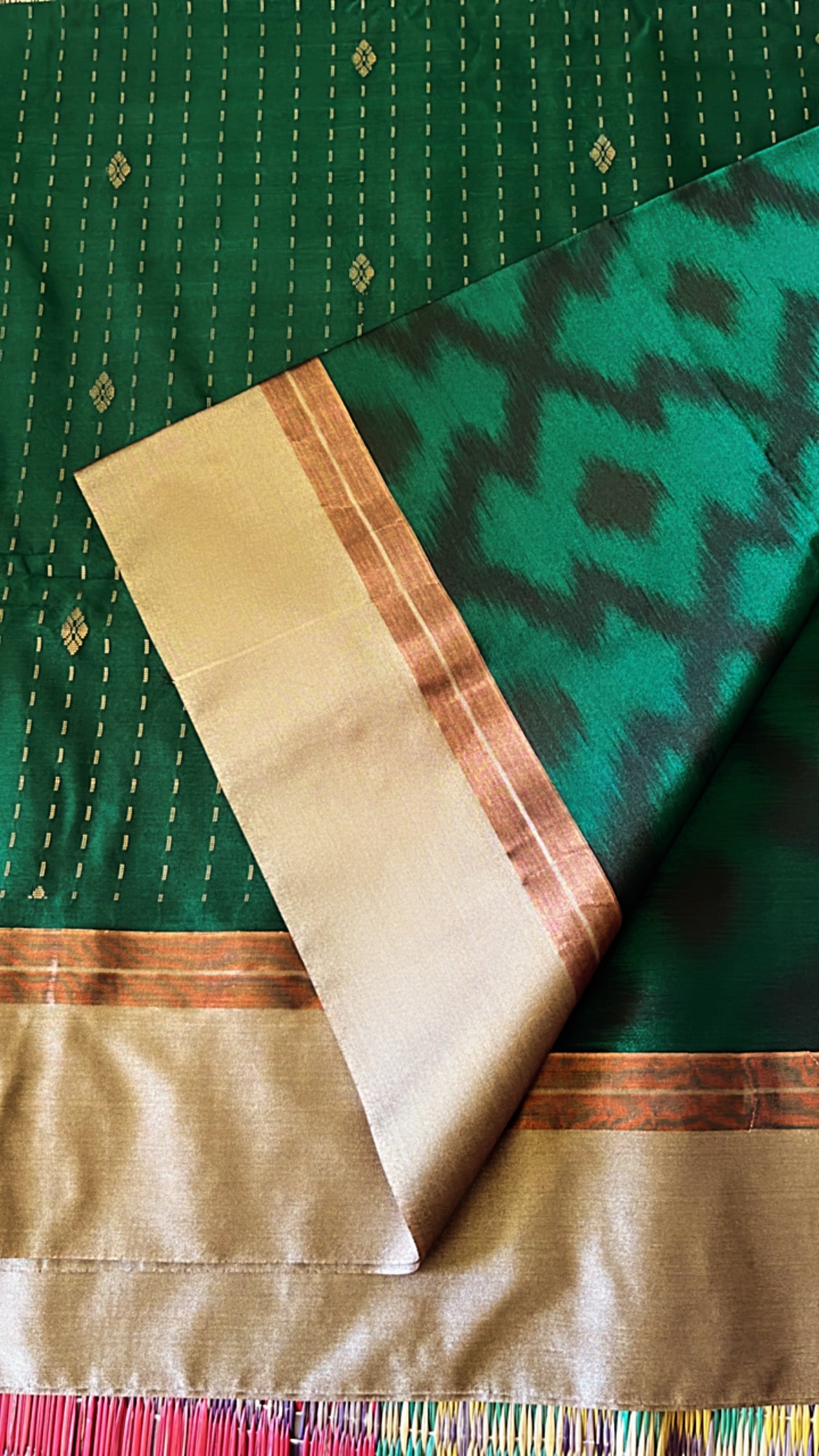 Traditional Semi Silk Saree with Contrast Border & Pallu